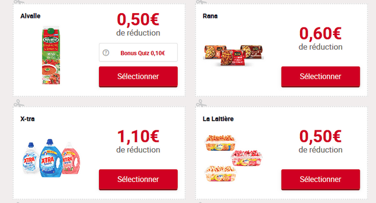 Bons réduction produits alimentaires